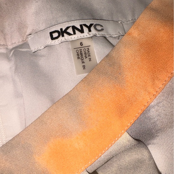 DKNYC Asymmetrical Watercolor Wrap Skirt in Orange, Gray & Yellow Sz 6 NWT - Picture 9 of 17